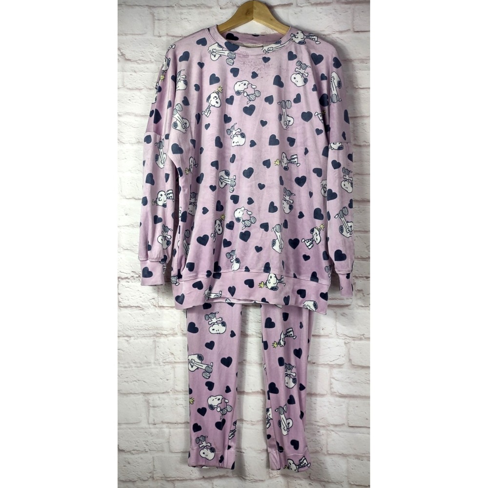 Munki Munki Peanuts Pajama Set Womens Size Medium Snoopy Soft Lounge Sleepwear